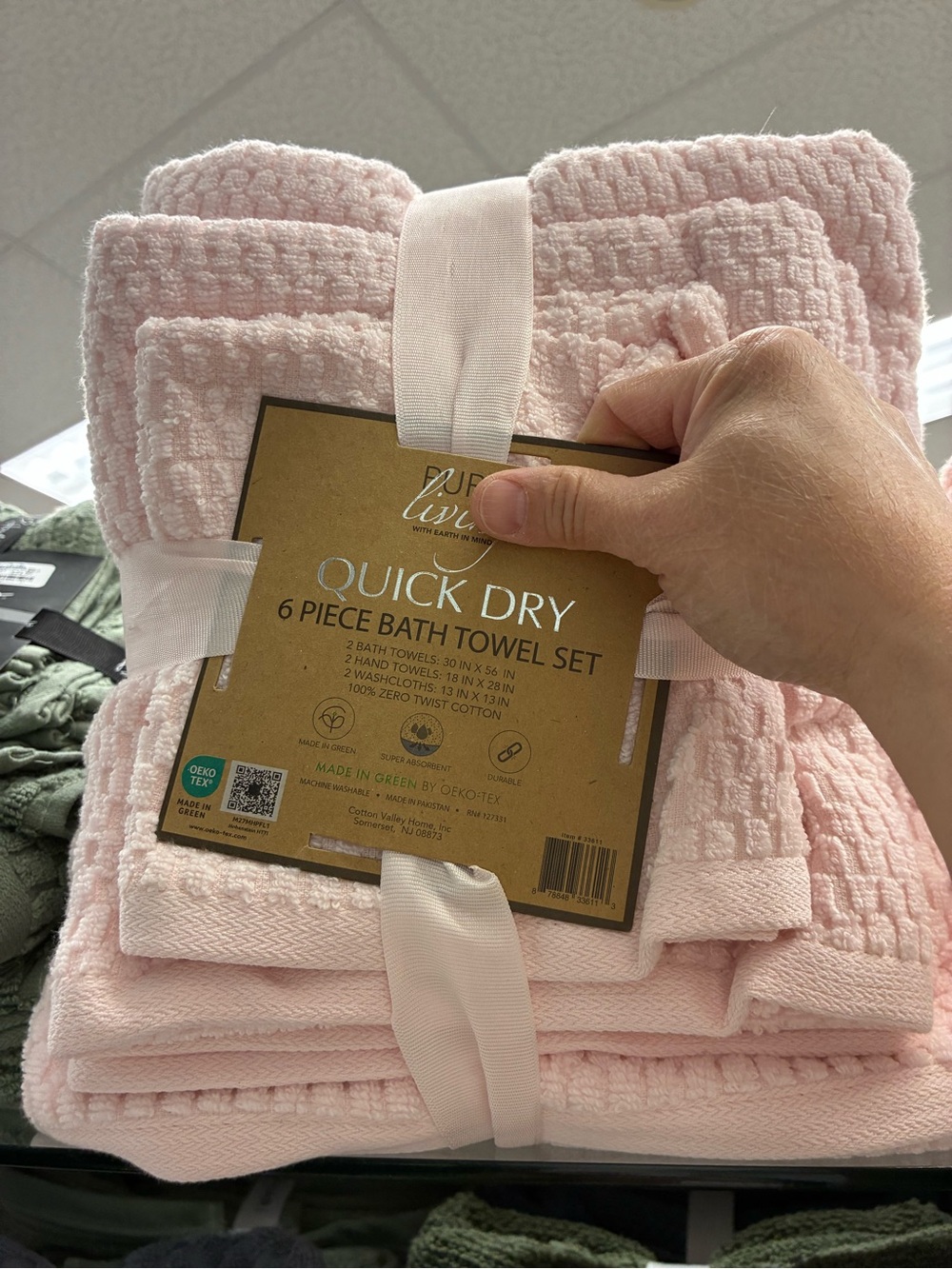 Quick Dry 6-Piece Bath Towel Set - Pale Pink